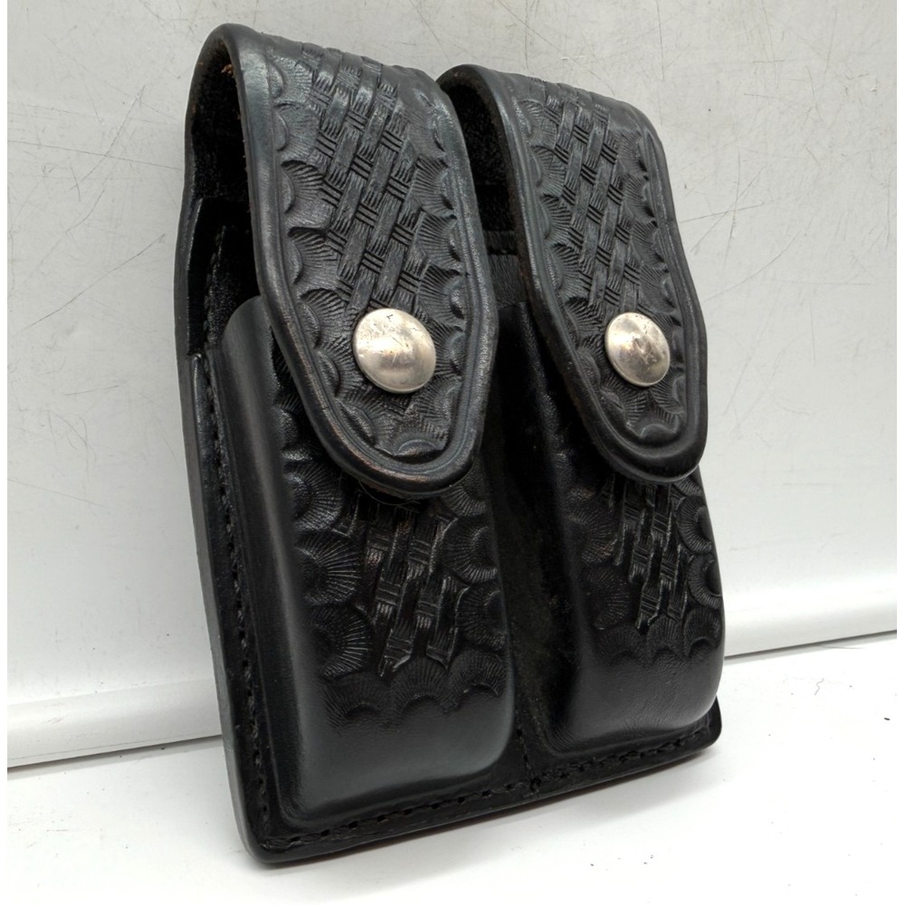 Gould & Goodrich B627 Police Double Magazine Pouch Blk Basketweave Double Stack